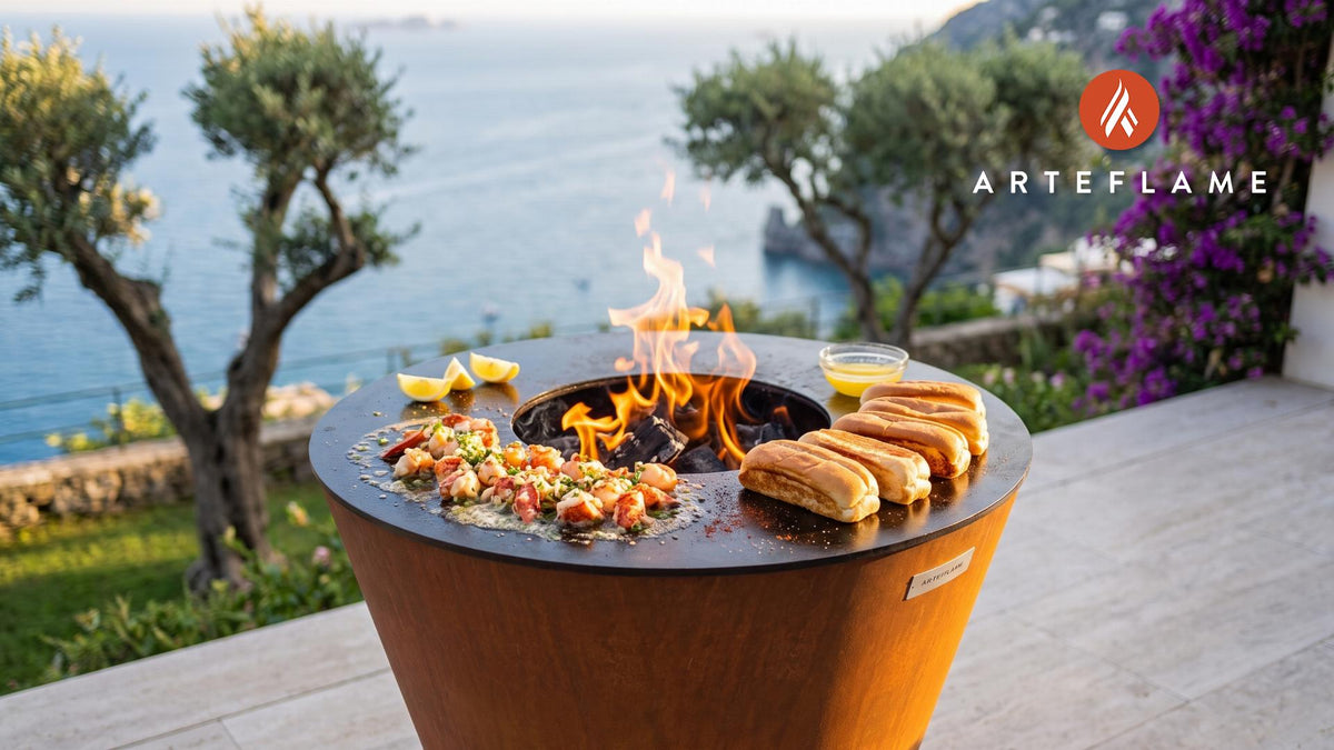 Garlic Butter Lobster Rolls (New Hampshire Style) cooking on an Arteflame grill