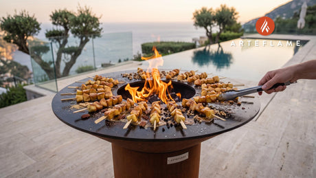 Grilled Caramel Apple Skewers (New Hampshire Style) cooking on an Arteflame grill