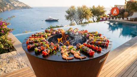 Grilled Surf & Turf Kabobs (New Jersey Style) cooking on an Arteflame grill