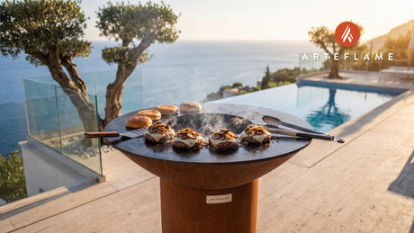 Juicy Mushroom Swiss Burger (New Jersey Style) cooking on an Arteflame grill