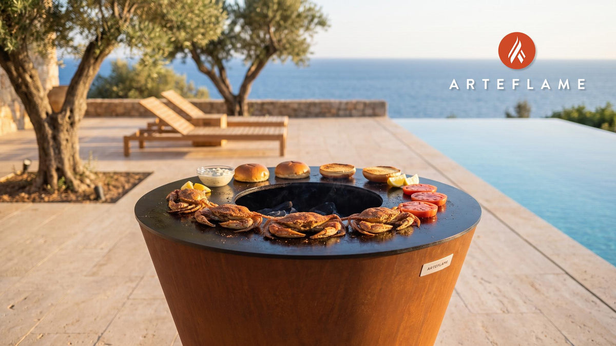 Grilled Soft Shell Crab Sandwich (New Jersey Style) cooking on an Arteflame grill