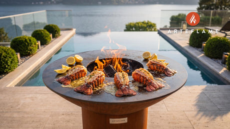 Juicy Grilled Lobster Tails (New Jersey Style) cooking on an Arteflame grill