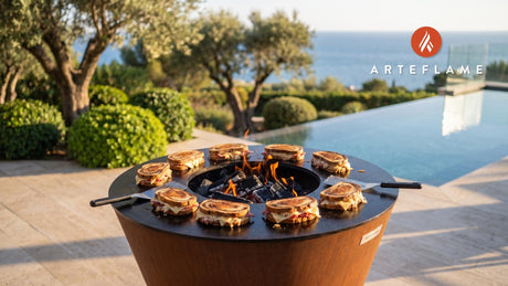 Smoky Grilled Corned Beef Reuben (New Jersey Style) cooking on an Arteflame grill