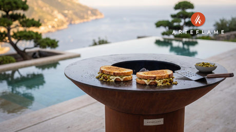 Grilled Jack Cheese & Hatch Chile Sandwich (New Mexico Style) cooking on an Arteflame grill