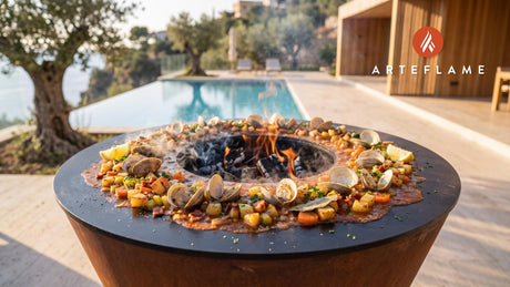 Grilled Manhattan Clam Chowder (New York Style) cooking on an Arteflame grill