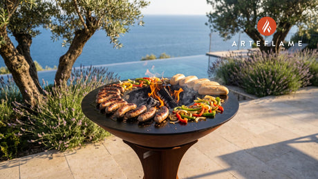 Juicy Grilled Italian Sausages (New York Style) cooking on an Arteflame grill