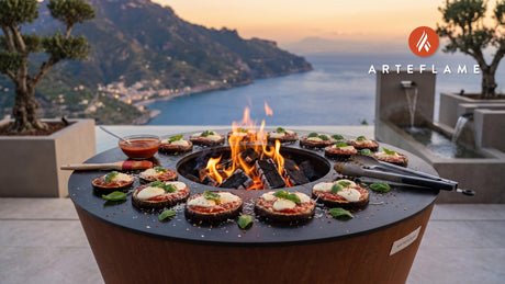 Grilled Eggplant Parmigiana (New York Style) cooking on an Arteflame grill