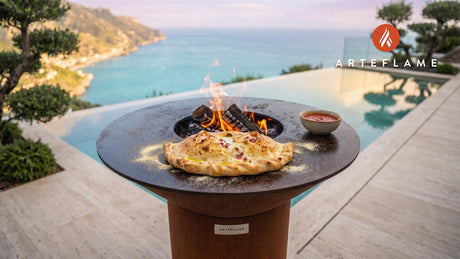Wood-Fired Grilled Calzone (Staten Island Style) cooking on an Arteflame grill