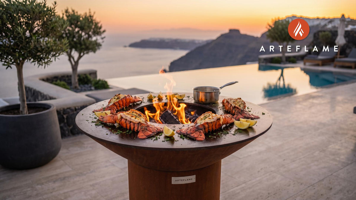Grilled Lobster Tail & Drawn Butter (New York Style) cooking on an Arteflame grill