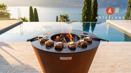 Grilled Venison Medallions (New York Style) cooking on an Arteflame grill