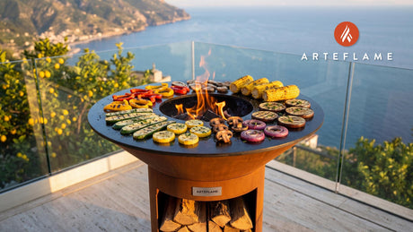 Charred Grilled Veggies (New York Empire State Style) cooking on an Arteflame grill