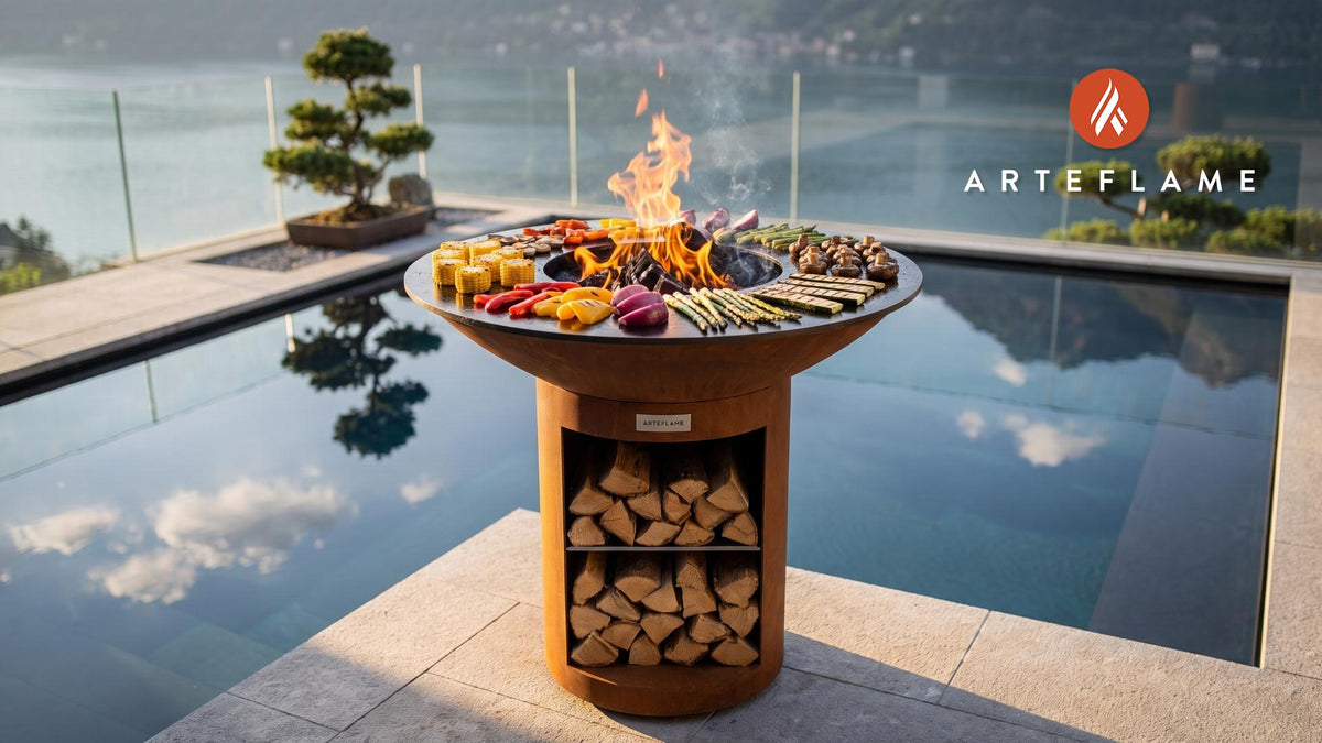 Charred Grilled Veggies (Empire State Style) cooking on an Arteflame grill