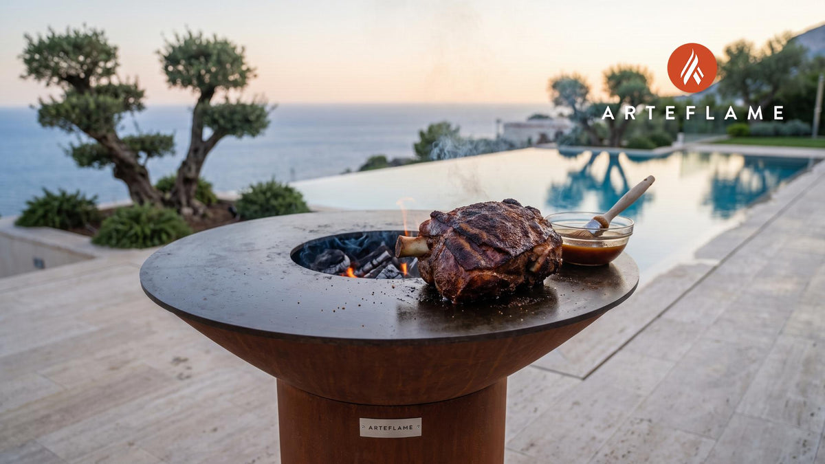 Chopped BBQ Pork (North Carolina Style) cooking on an Arteflame grill