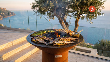 Wood-Fired BBQ Trout (North Carolina Style) cooking on an Arteflame grill