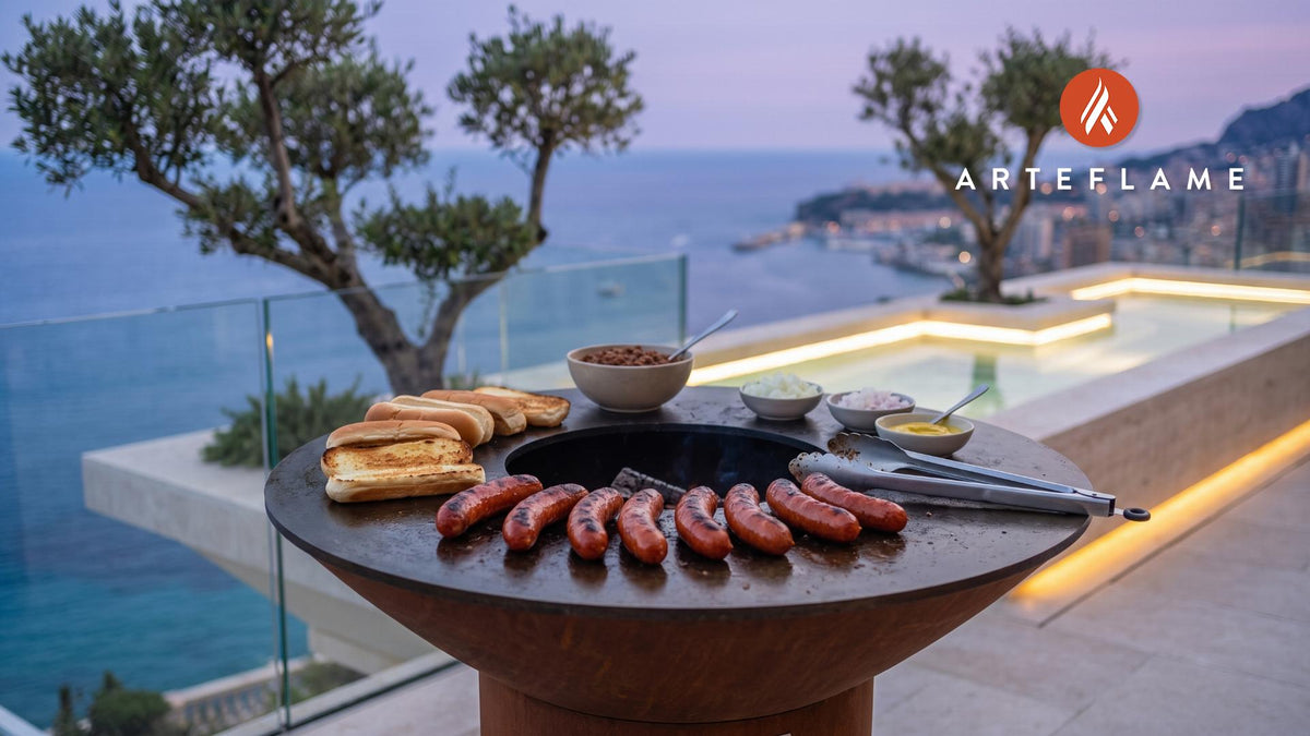 Grilled Sausage & Slaw (North Carolina Style) cooking on an Arteflame grill