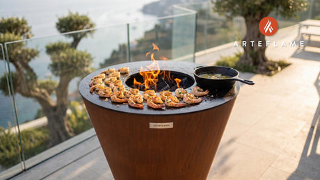 Grilled Shrimp with Old Bay Butter (North Carolina Style) cooking on an Arteflame grill