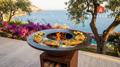 Grilled Flounder (North Carolina Calabash Style) cooking on an Arteflame grill