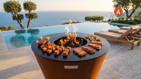 Crispy BBQ Tofu (North Carolina Style) cooking on an Arteflame grill