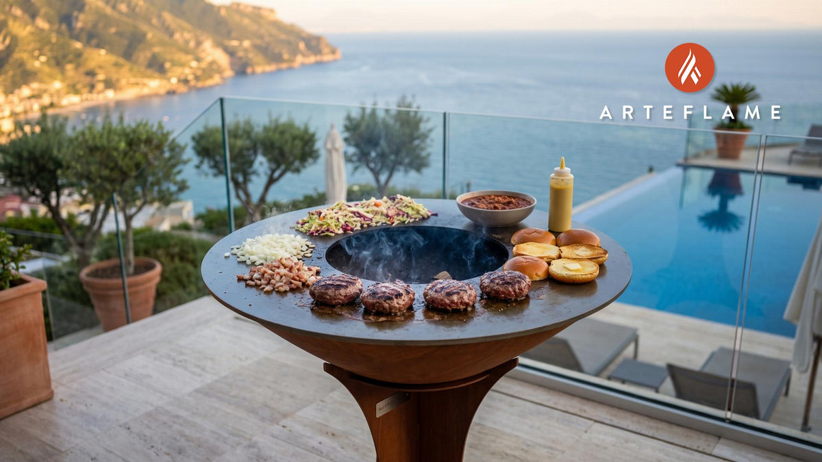 Elk Burgers & Slaw (North Carolina Style) cooking on an Arteflame grill