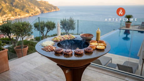 Elk Burgers & Slaw (North Carolina Style) cooking on an Arteflame grill