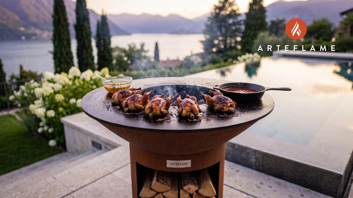 Honey Glazed Quail (North Carolina Style) cooking on an Arteflame grill
