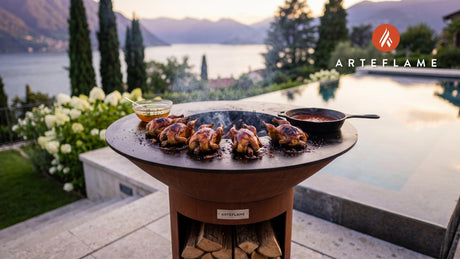 Honey Glazed Quail (North Carolina Style) cooking on an Arteflame grill