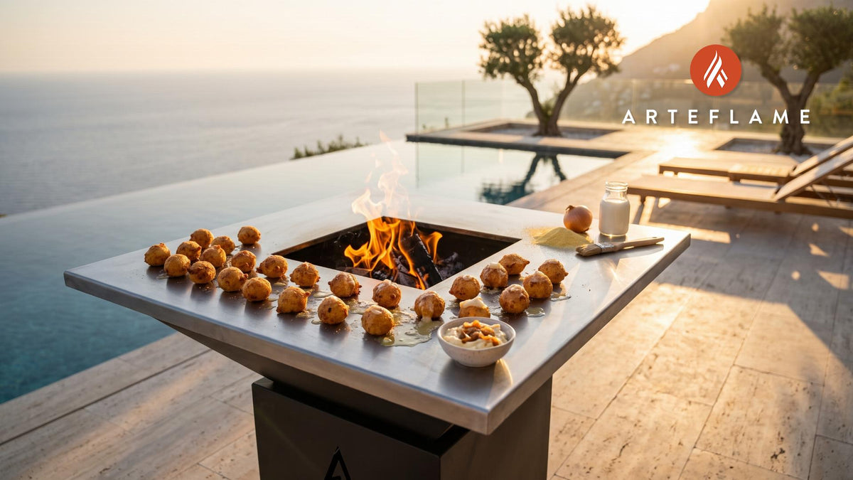 Grilled Hush Puppies & Onion Butter (North Carolina Style) cooking on an Arteflame grill