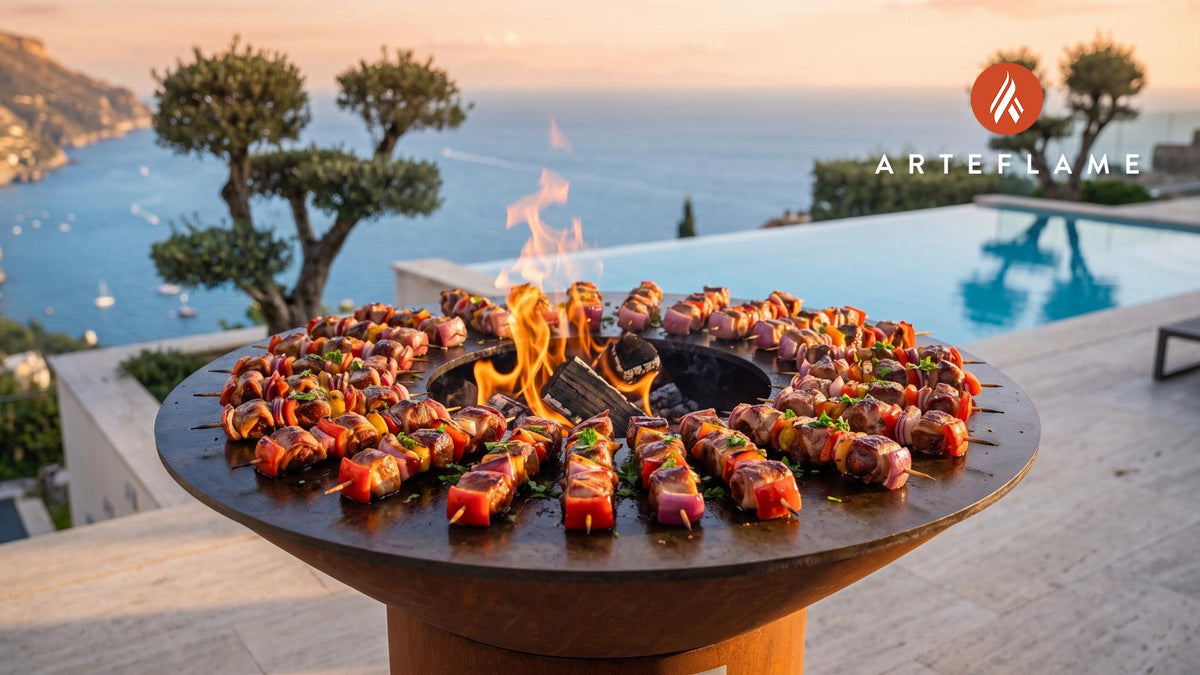 Grilled Pheasant Skewers (North Dakota Style) cooking on an Arteflame grill
