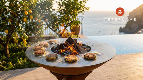 Smoky Grilled Wild Rice Cakes (North Dakota Style) cooking on an Arteflame grill