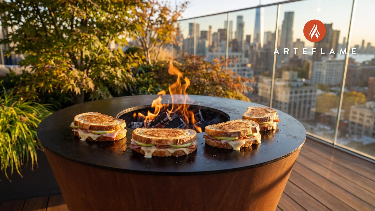 Grilled Havarti & Ham Sandwich (North Dakota Style) cooking on an Arteflame grill
