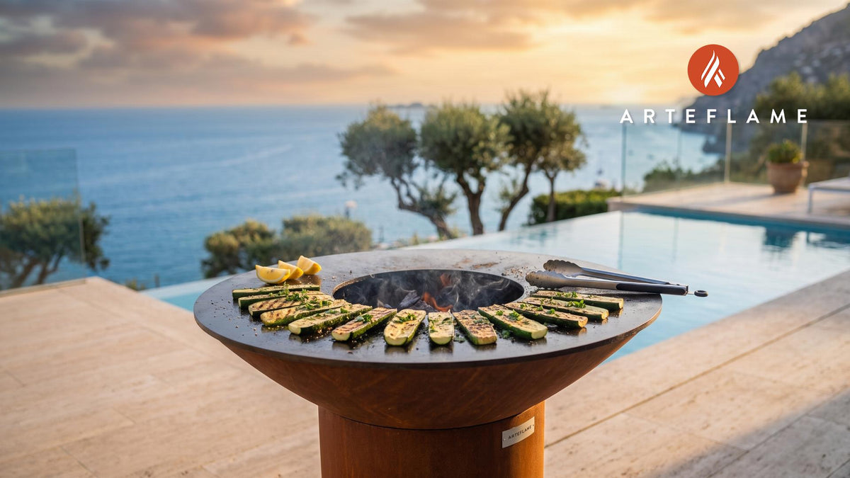 Grilled Zucchini with Herb Butter (North Dakota Style) cooking on an Arteflame grill