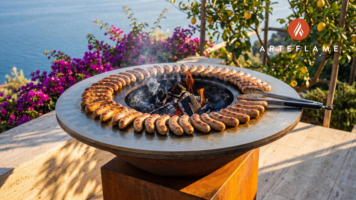 Smoked Goose Sausage Links (North Dakota Style) cooking on an Arteflame grill