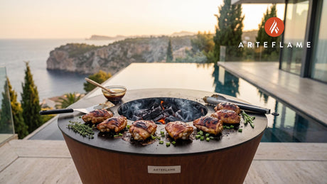 Maple Glazed Chicken Thighs (Ohio Style) cooking on an Arteflame grill