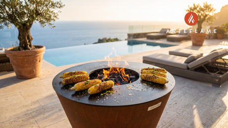 Grilled Corn with Amish Butter (Ohio Style) cooking on an Arteflame grill