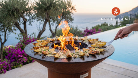 Garlic Parmesan Grilled Potatoes (Ohio Style) cooking on an Arteflame grill