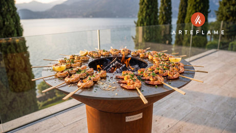 Cajun Grilled Shrimp Skewers (Ohio Style) cooking on an Arteflame grill