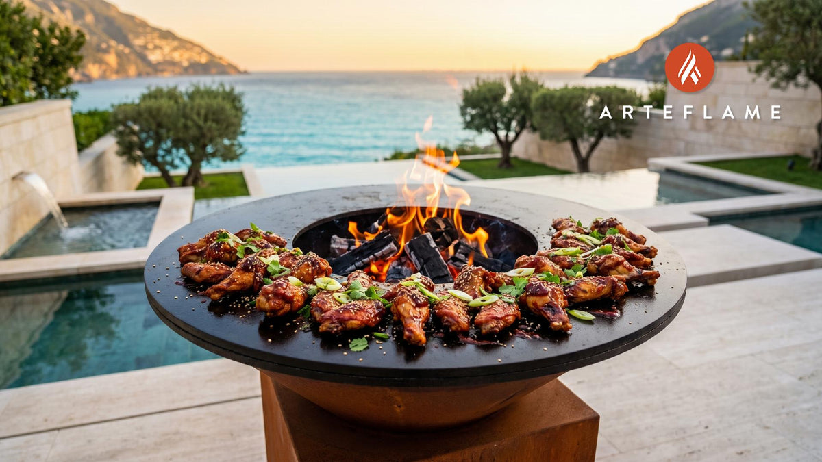 Sriracha Honey Wings (Ohio Style) cooking on an Arteflame grill