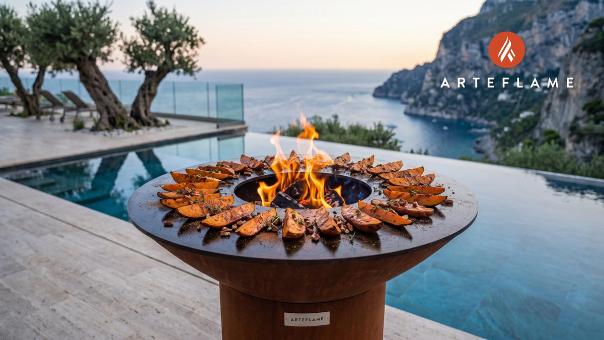 Grilled Sweet Potatoes cooking on an Arteflame grill