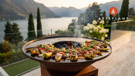 Grilled Stuffed Hungarian Peppers (Ohio Style) cooking on an Arteflame grill