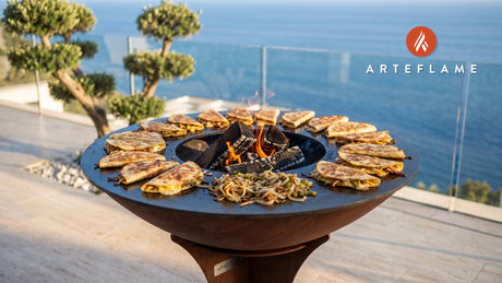 Fried Onion & Green Chile Quesadillas (Oklahoma Style) cooking on an Arteflame grill