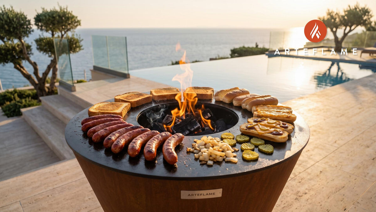 Smoke-Grilled Hot Links (Oklahoma Style) cooking on an Arteflame grill