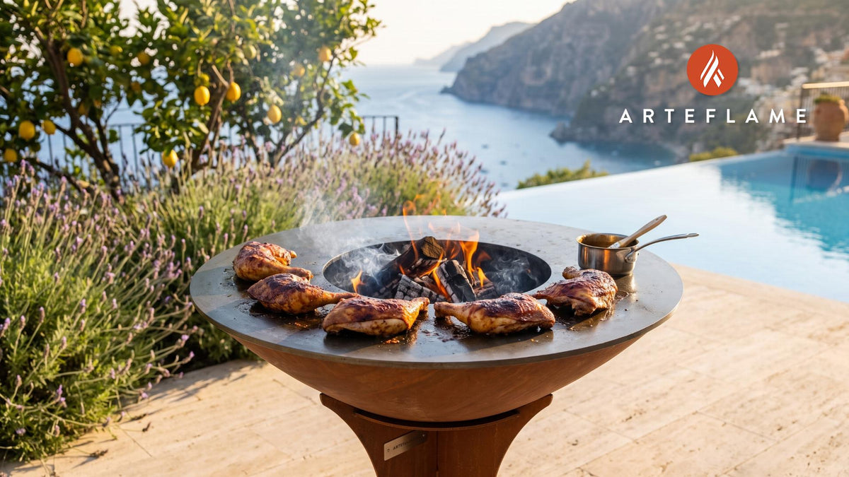 Grilled Chicken with Mop Sauce (Oklahoma Style) cooking on an Arteflame grill