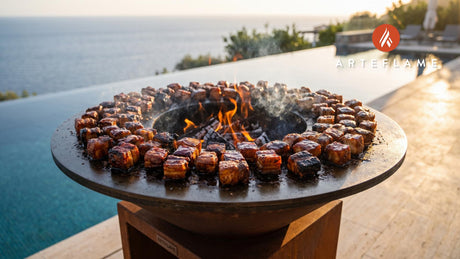Sorghum Glazed Pork Belly (Oklahoma Style) cooking on an Arteflame grill