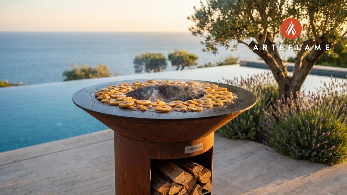 Grilled Caramelized Apples (Oklahoma Sorghum) cooking on an Arteflame grill