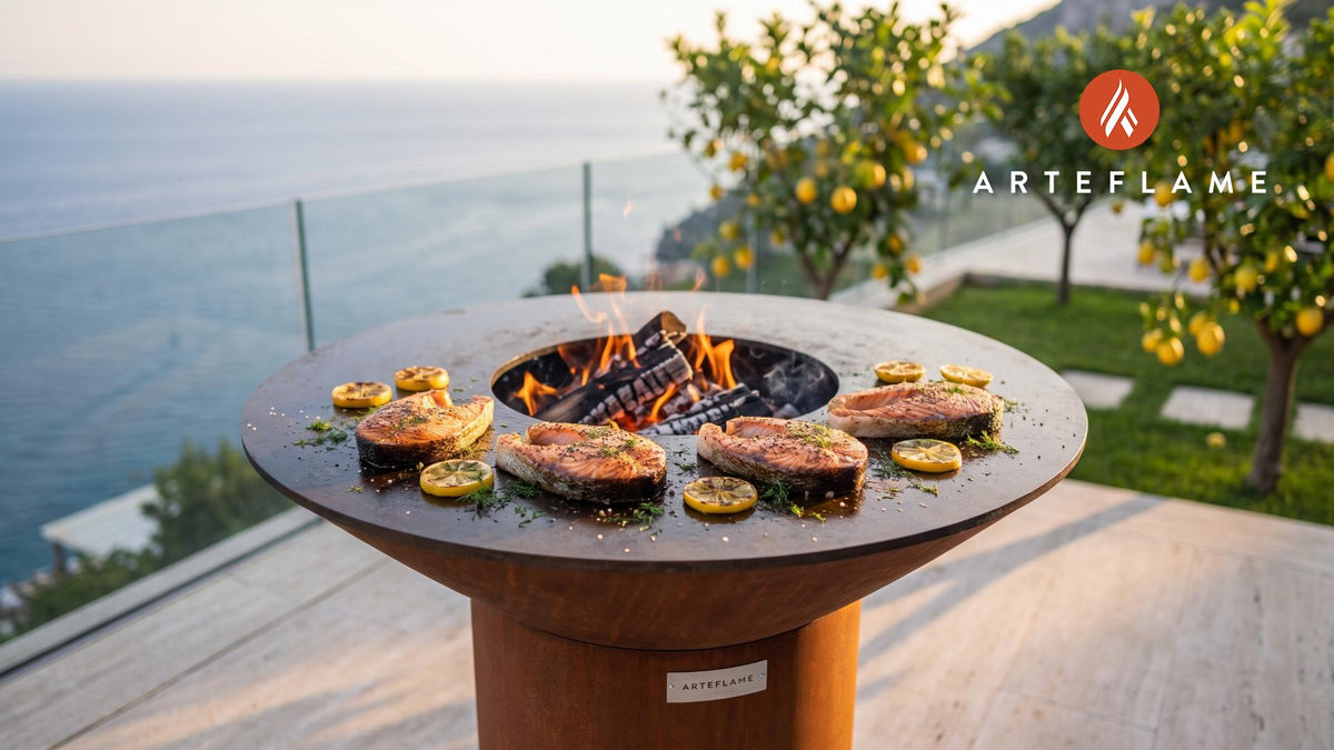 Smoked Chinook Salmon Steaks (Oregon Style) cooking on an Arteflame grill