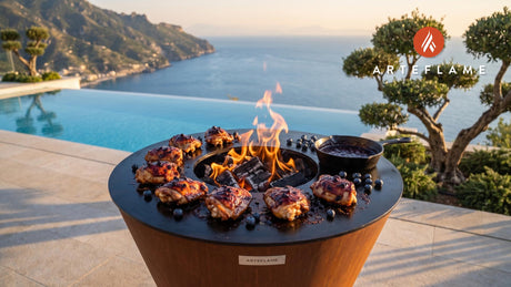 Blueberry BBQ Chicken Thighs (Oregon Style) cooking on an Arteflame grill
