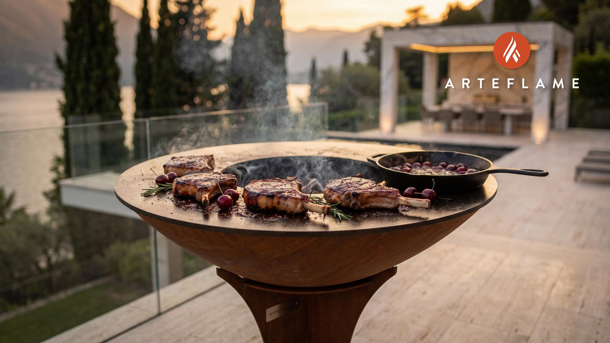 Seared Pork Chops cooking on an Arteflame grill