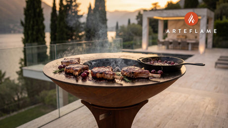 Seared Pork Chops cooking on an Arteflame grill