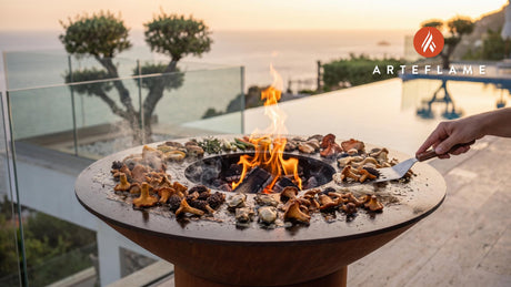 Grilled Wild Mushroom Medley (Oregon Style) cooking on an Arteflame grill