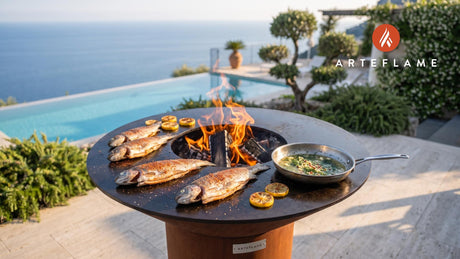 Grilled Trout with Lemon Dill (Oregon Style) cooking on an Arteflame grill